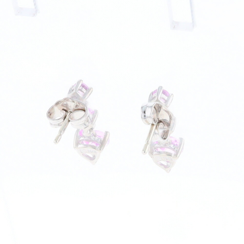 Synthetic Pink Sapphire Dangle Heart Earrings