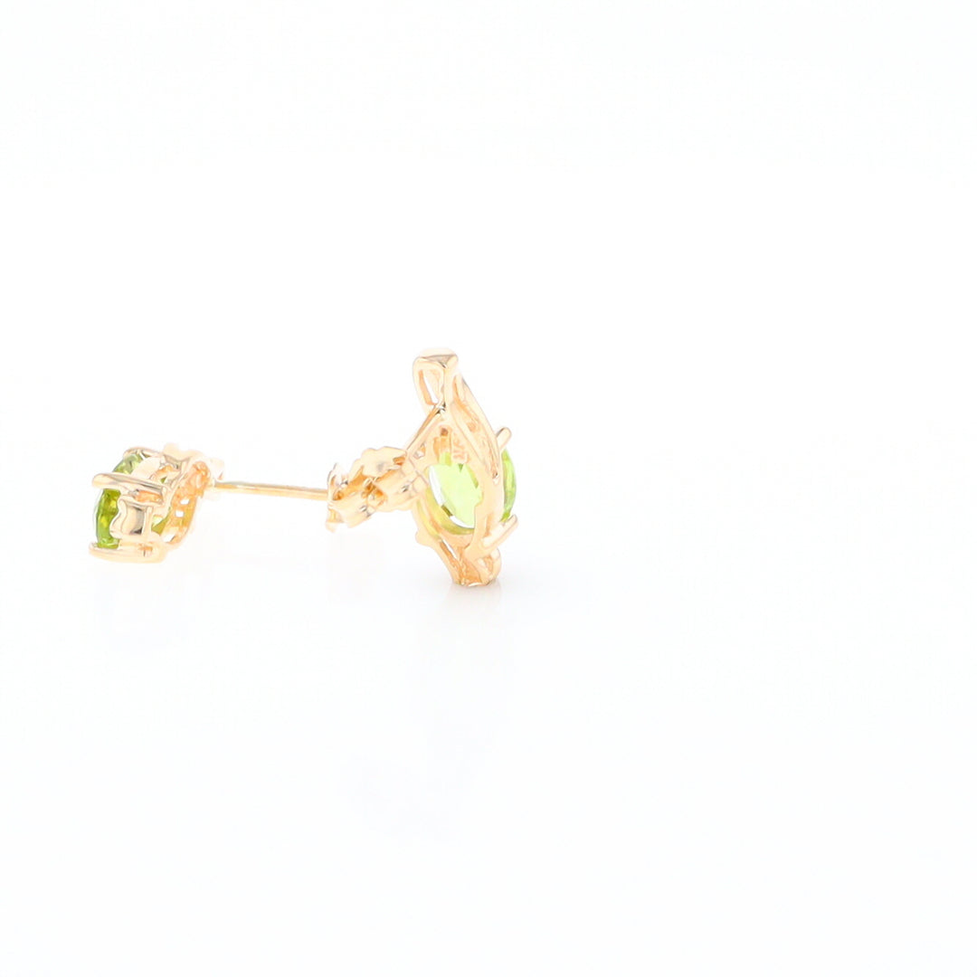 Peridot Ribbon Stud Earrings