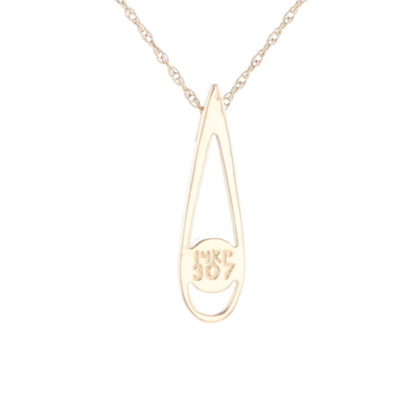 Open Teardrop Round Gold Quartz Inlaid Pendant