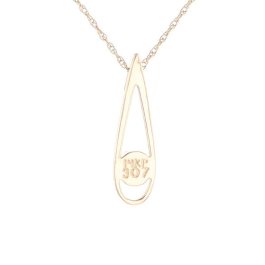 Open Teardrop Round Gold Quartz Inlaid Pendant