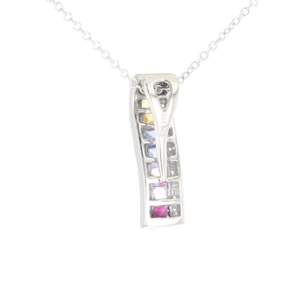 Multi-color Sapphire Necklace with Diamond Accents