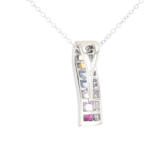 Multi-color Sapphire Necklace with Diamond Accents
