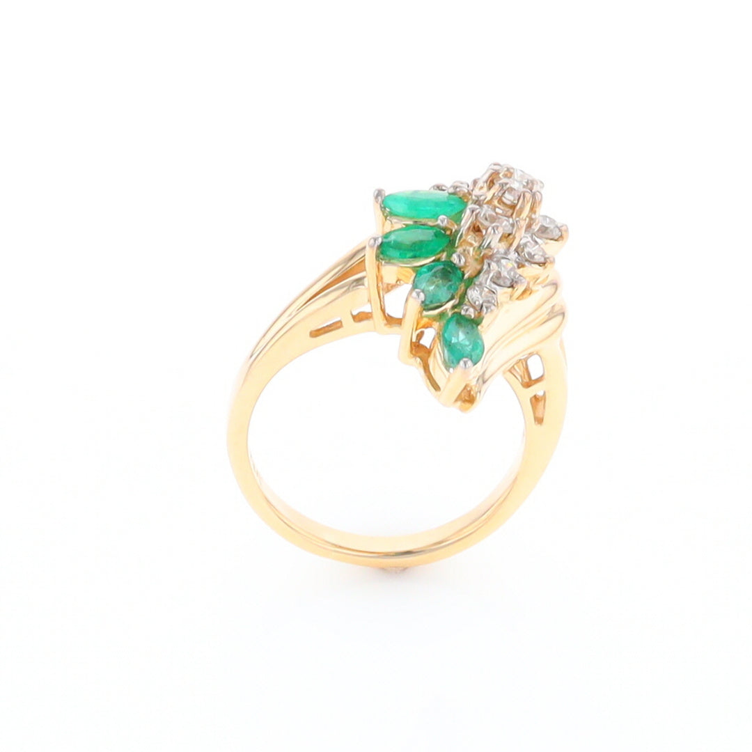 Emerald and Diamond Cluster Ring