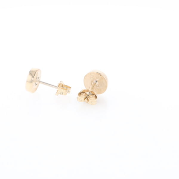 Gold Quartz Earrings Round Inlaid Studs