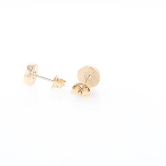 Gold Quartz Earrings Round Inlaid Studs