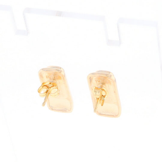 Gold Quartz Earrings Rectangle Inlaid Design