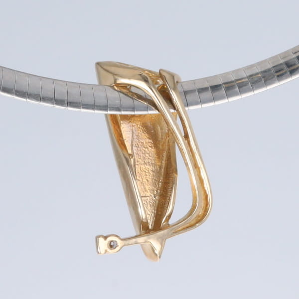 Opal Pendant Triangle Inlaid Design with .06ct Round Diamond