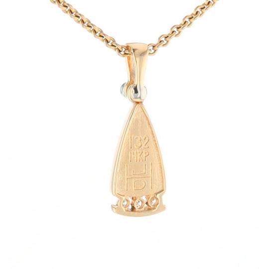 Gold Quartz Triangle Inlaid Pendant with 0.08ctw Diamonds - G2