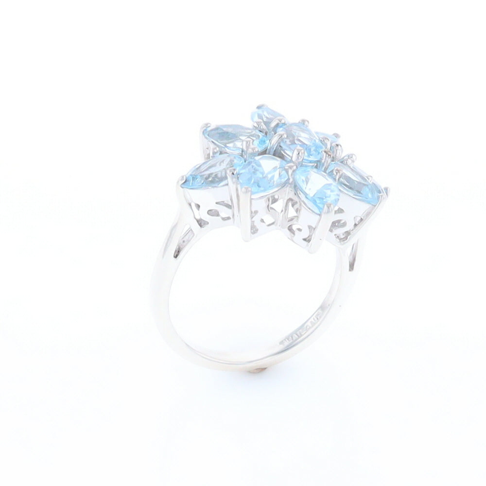 Blue Topaz Flower Ring