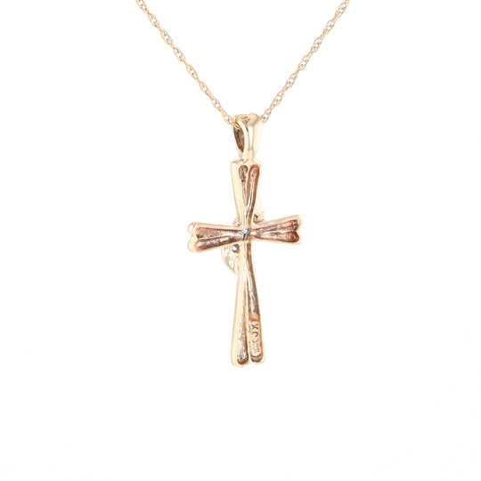 Diamond Crossover Ribbon Cross Pendant