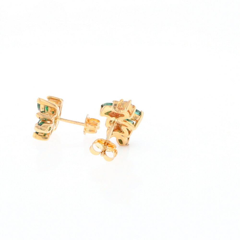 Marquise Emerald Cluster Stud Earrings