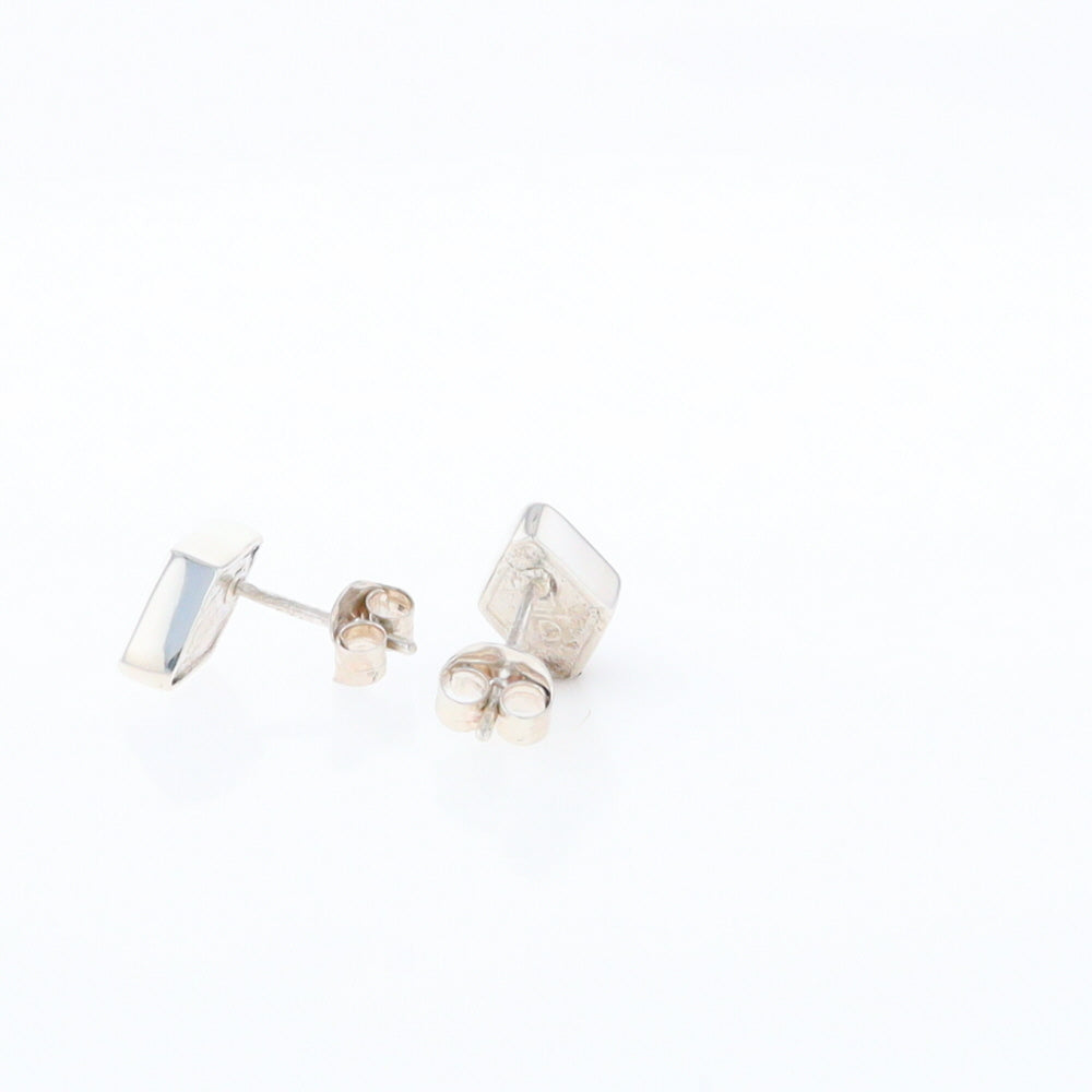 Sterling Silver Gold Quartz Inlaid Diamond Stud Earrings - G3