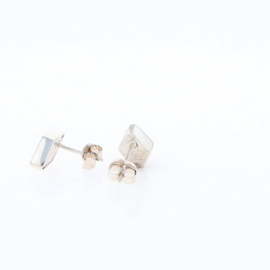 Sterling Silver Gold Quartz Inlaid Diamond Stud Earrings - G3