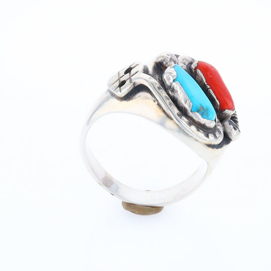 Coral and Turquoise Native Snake Ring