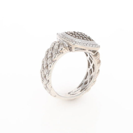 Champaign Diamond Square Braided Cluster Band