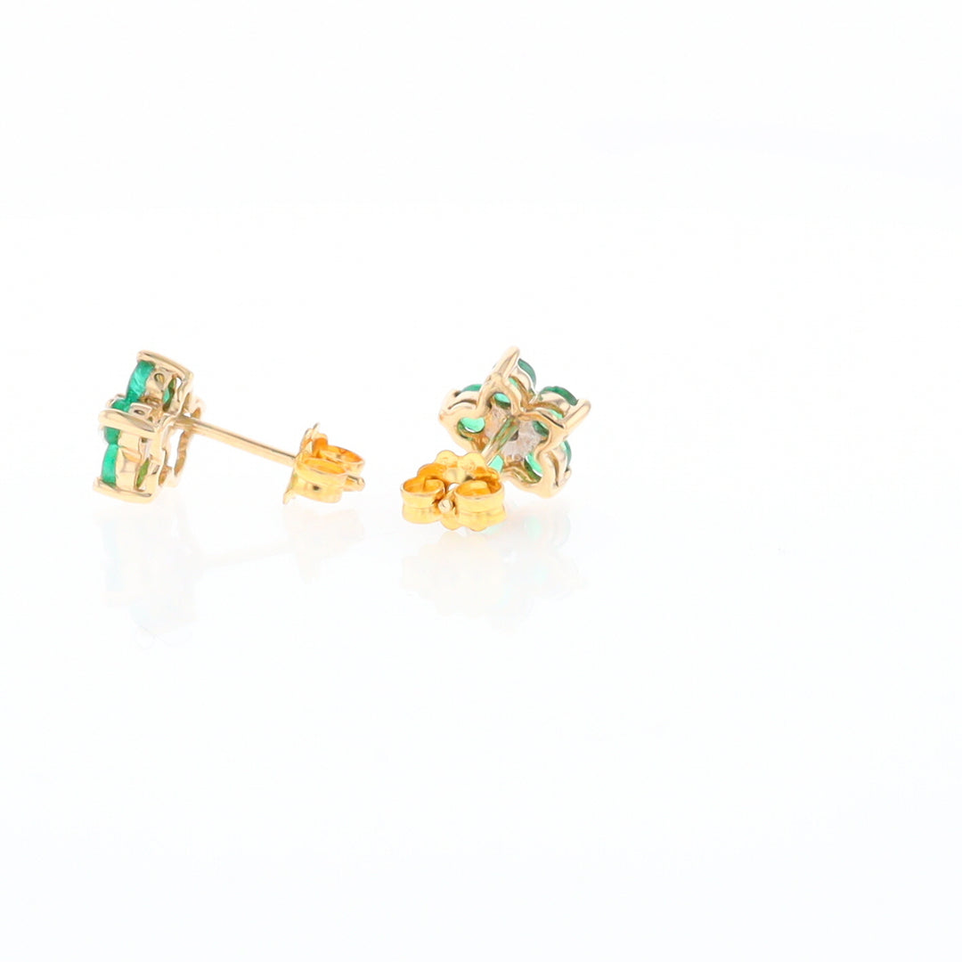 Emerald Flower Stud Earrings