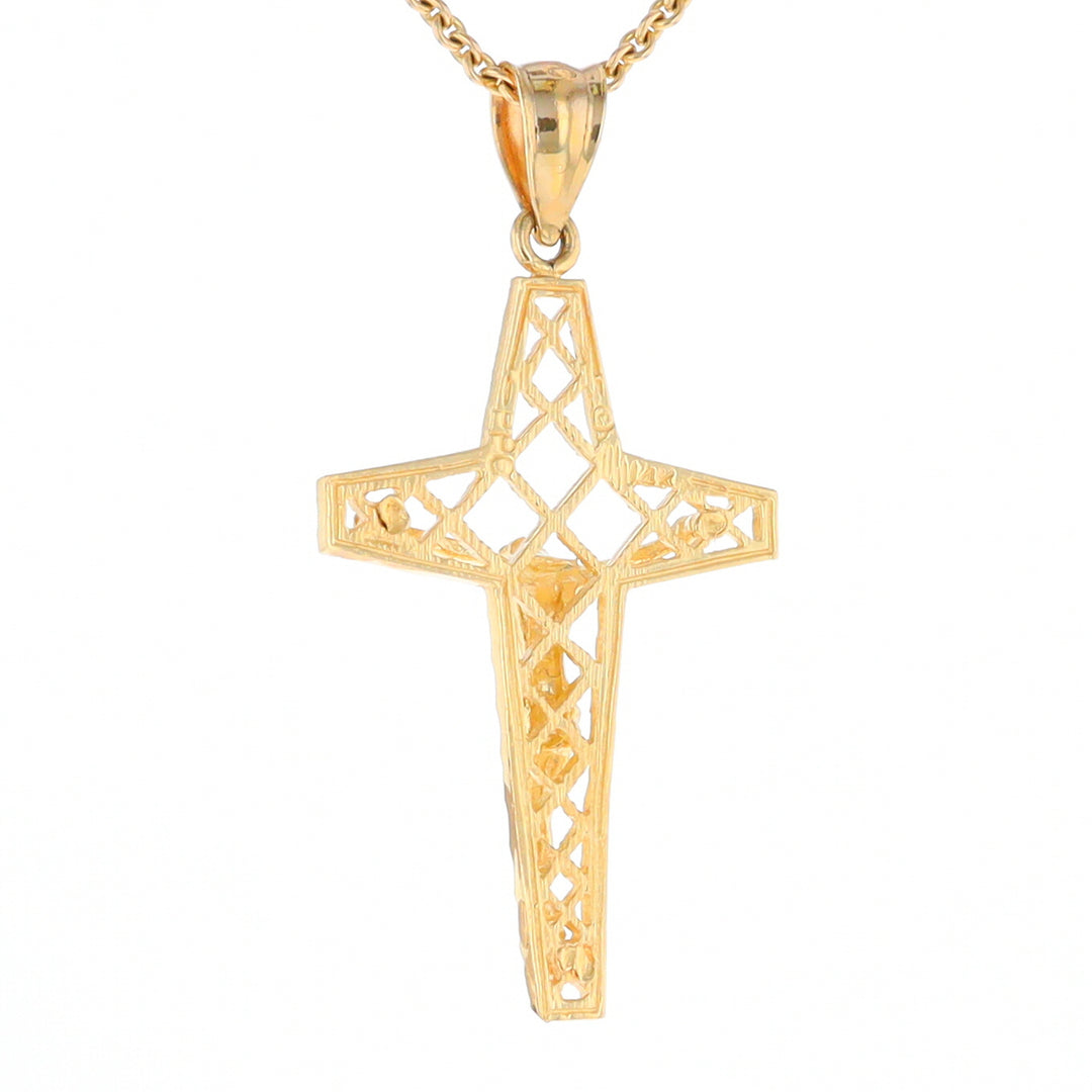 Gold Mesh Crucifix Pendant