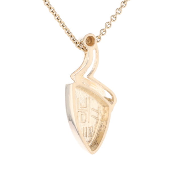 Gold Quartz Triangulare Inlaid Pendant with Diamond Accent