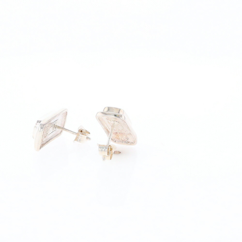 Gold Quartz Inlaid Rectangle Stud Earrings - G3