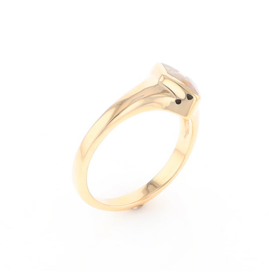 Gold Quartz Ring Diamond Shape Inlaid Design