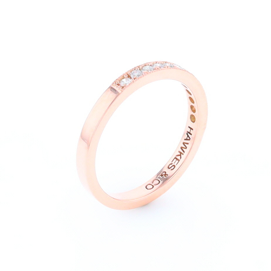 Rose Gold Milgrain Diamond Wedding Band