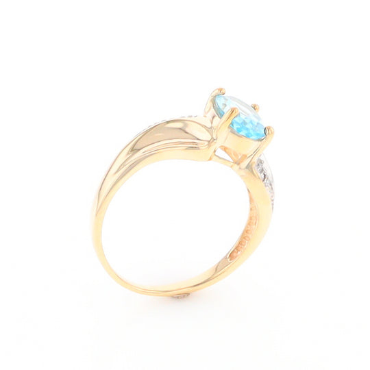 Blue Topaz Ring with Diamond Accents