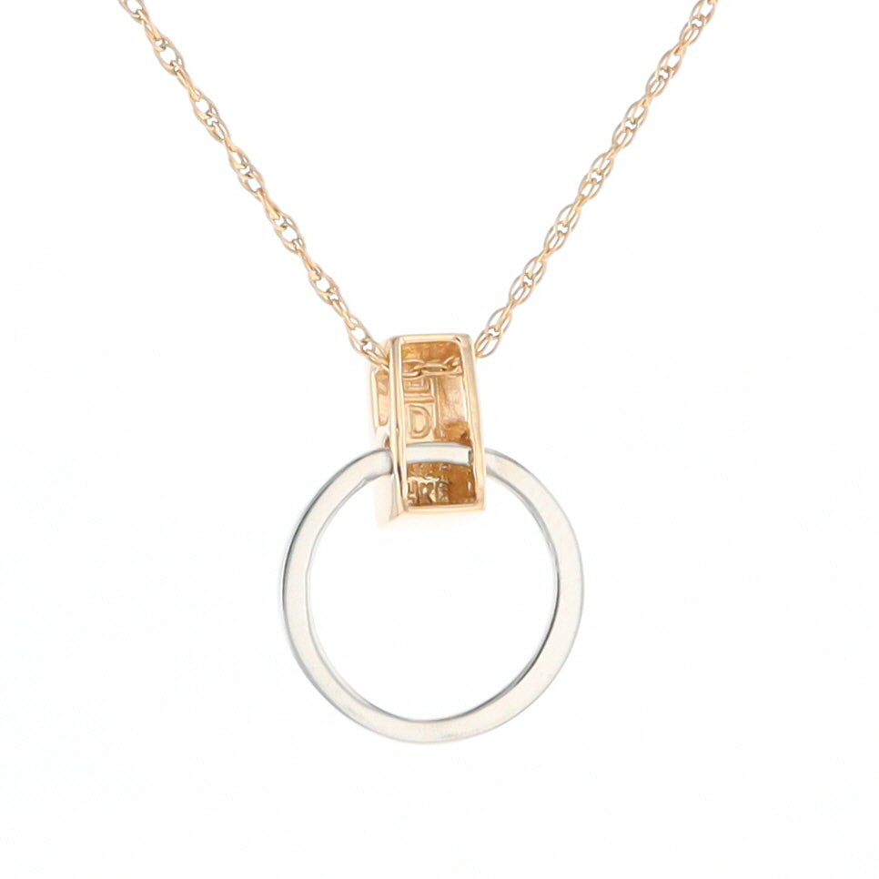 Gold Quartz Necklace Rectangle Inlaid Circle Knocker Design Pendant