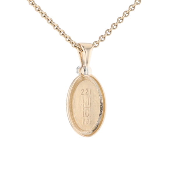 Gold Quartz Oval Inlaid Pendant with .02ct Diamond