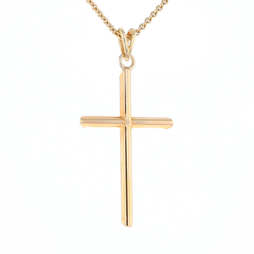 Beveled Edge Tube Cross Pendant