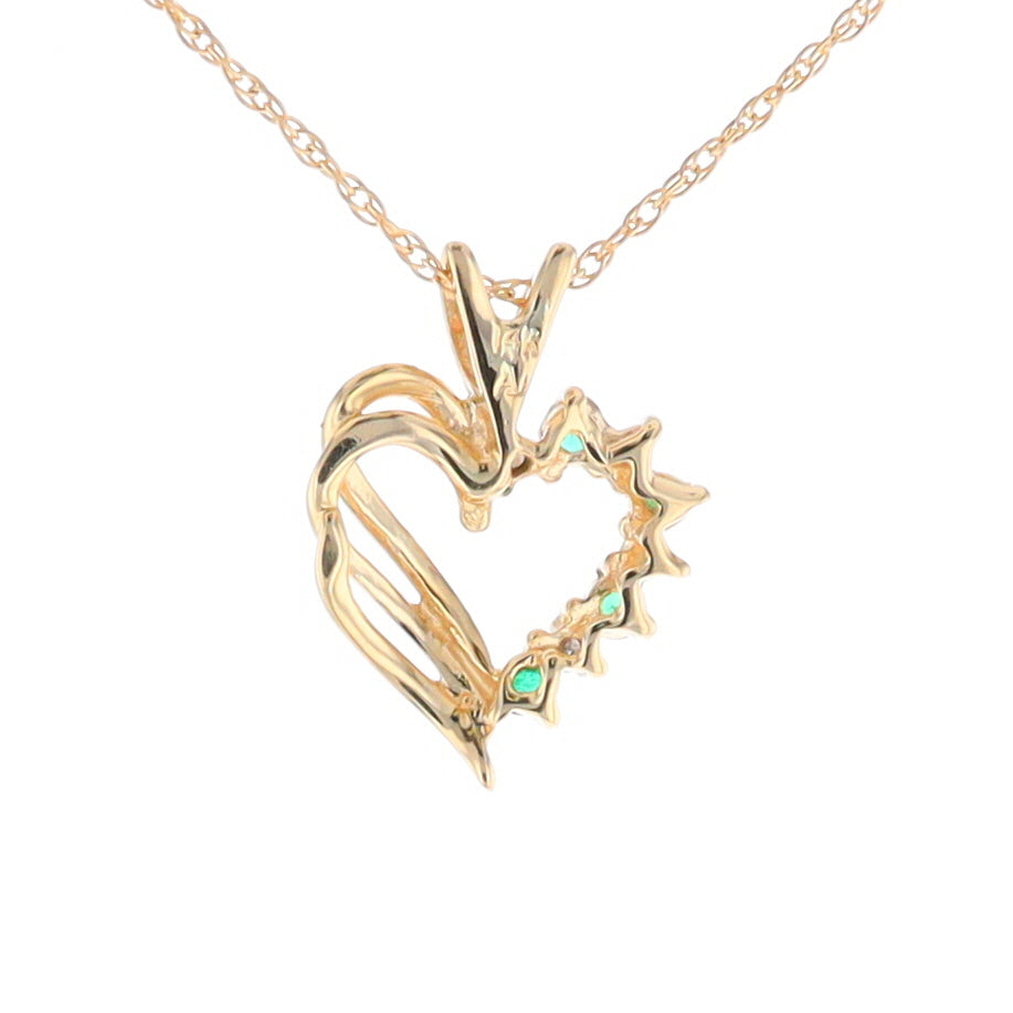 Open Heart Emerald and Diamond Pendant