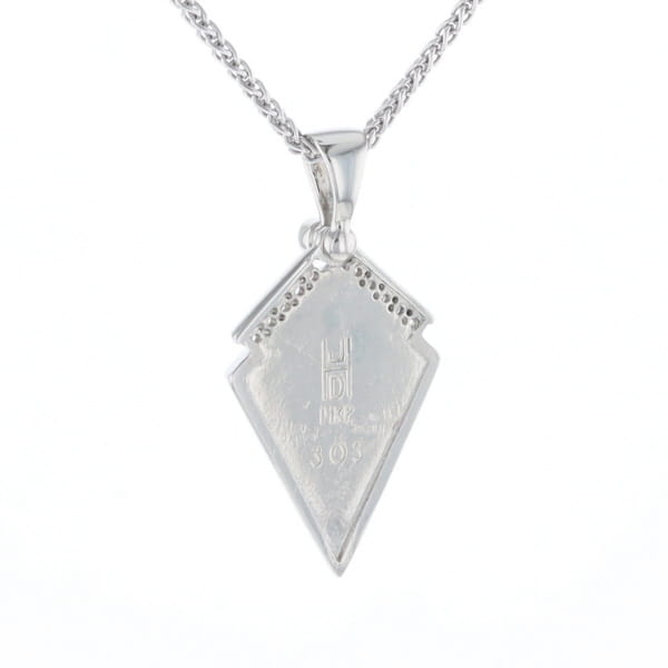 Sleeping Beauty Turquoise Kite Shaped Inlaid Pendant with 0.19ctw Diamonds