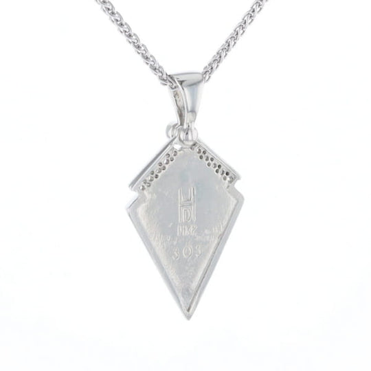 Sleeping Beauty Turquoise Kite Shaped Inlaid Pendant with 0.19ctw Diamonds