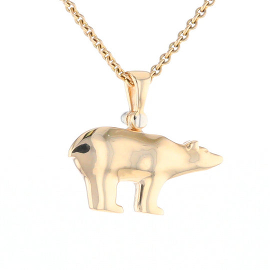 Gold Quartz Inlaid Polar Bear Pendant