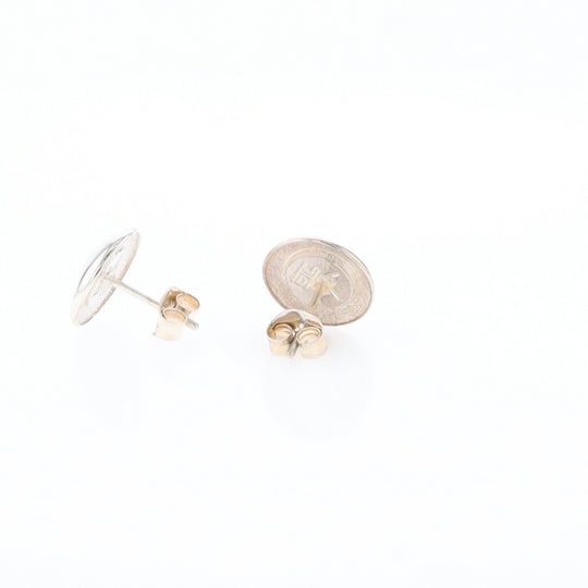 Sterling Silver Gold Quartz Inlaid Circle Stud Earrings - G3