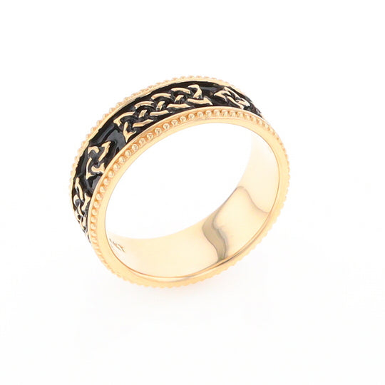 Celtic Knot Black and Gold Wedding Band