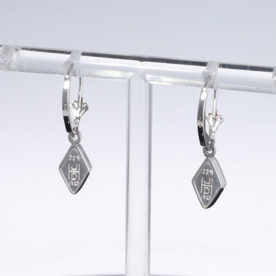 Opal Earrings Diamond Shape Inlaid Design Lever Backs
