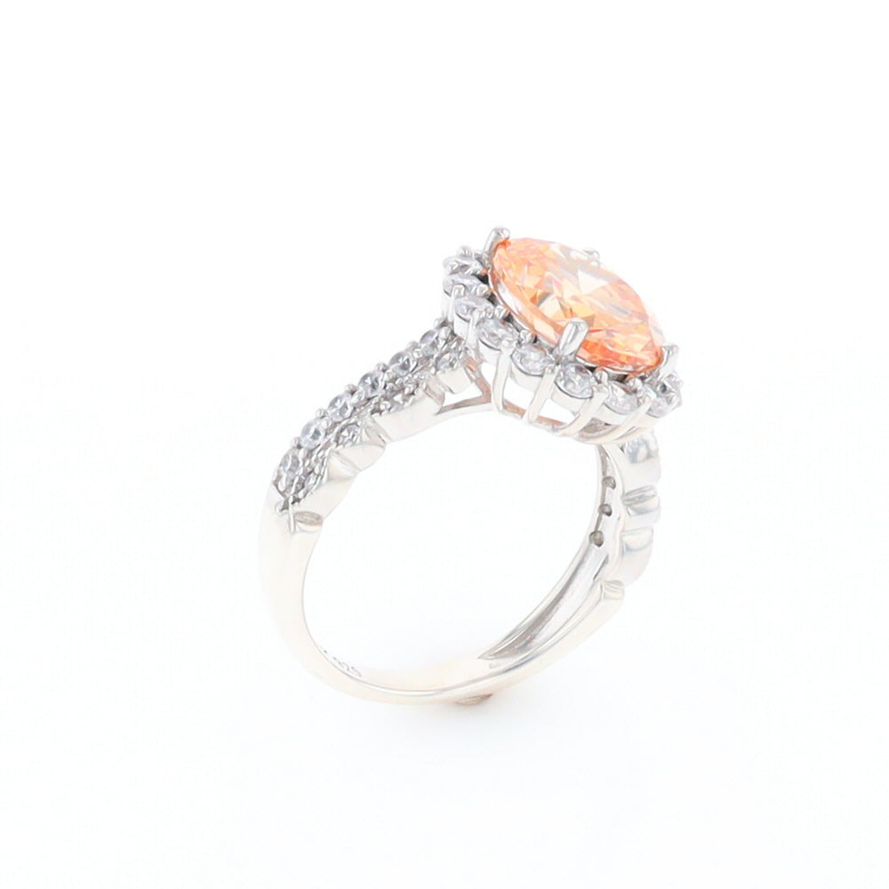 Peach Imitation Topaz Halo Ring