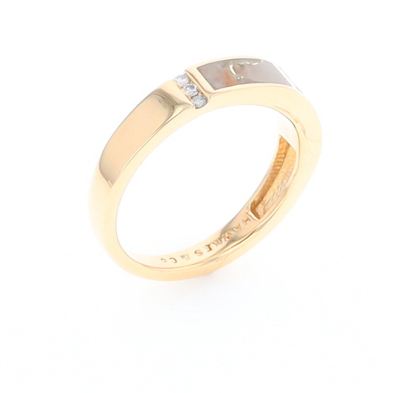 Gold Quartz Ring Double Inlaid Design with .03ctw Round Diamonds