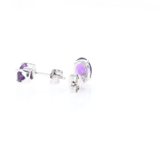 Oval Amethyst Stud Earrings