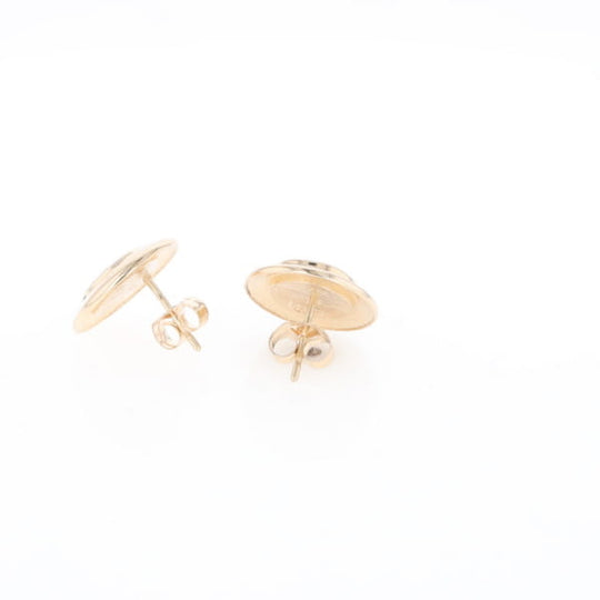 Superior Quality Gold Quartz Inlaid Circle Stud Earrings