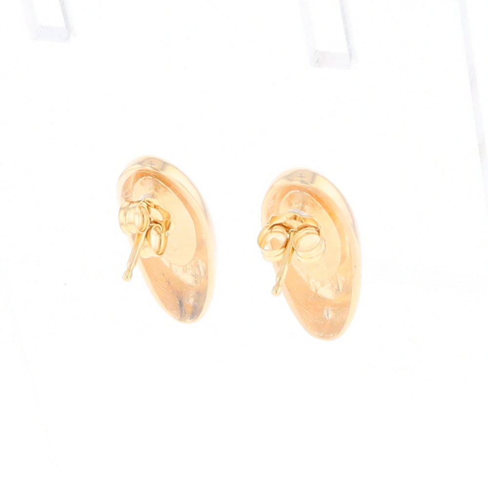 Oval Gold Quartz Inlaid Earrings - G2