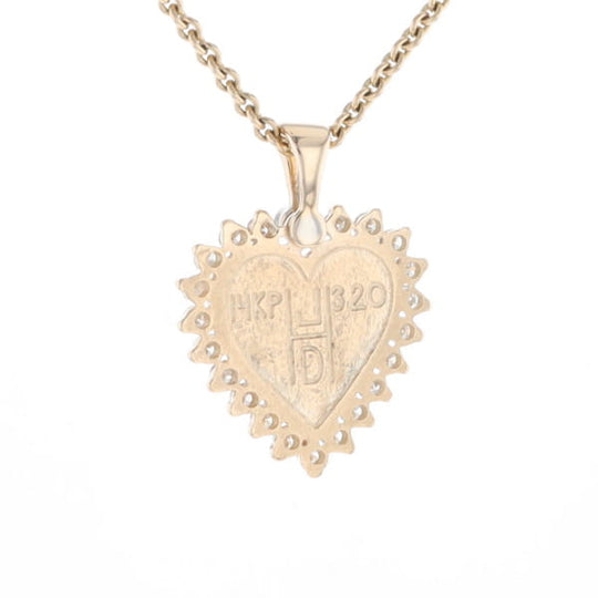 Gold Quartz Heart Shape Inlaid .55Ctw Diamond Pendant