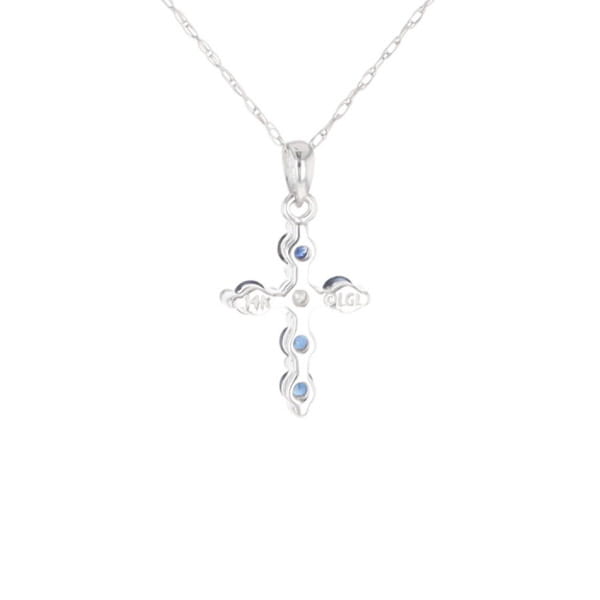 Small Blue Sapphire Cross Pendant