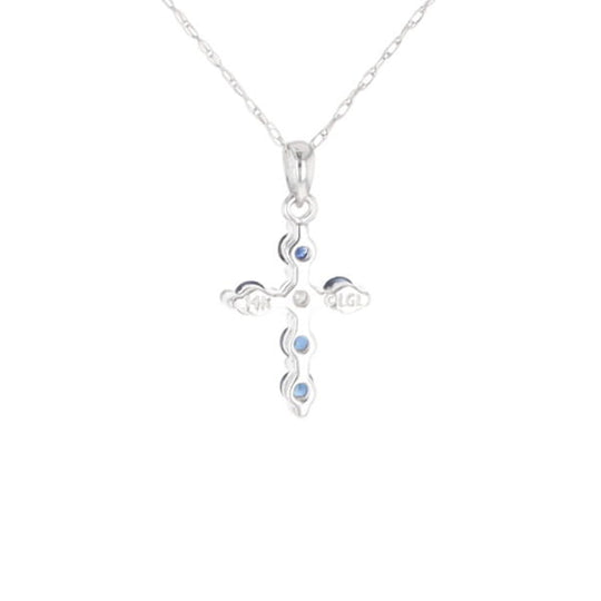 Small Blue Sapphire Cross Pendant