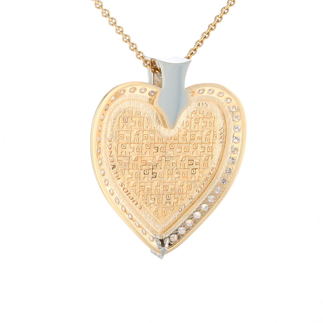 Gold Quartz Necklace Cupid's Revenge 2.24ctw Diamonds Heart Pendant