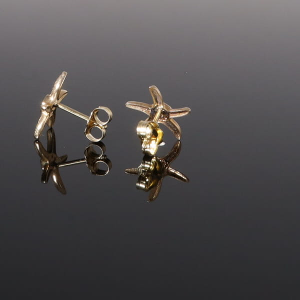 Opal Earrings Inlaid Realistic Star Fish Design Studs