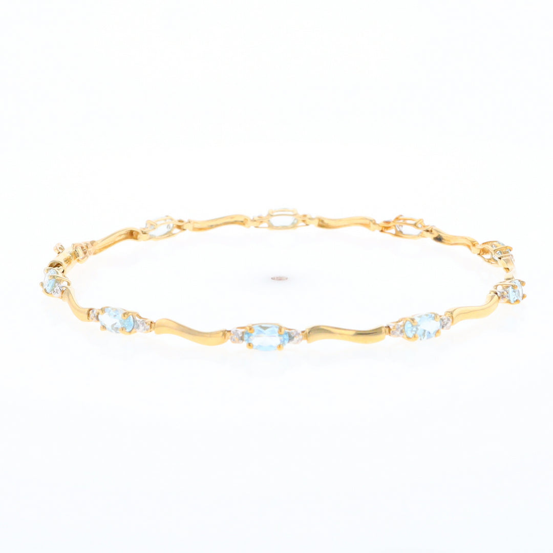 Aquamarine and Diamond Tennis Bracelet