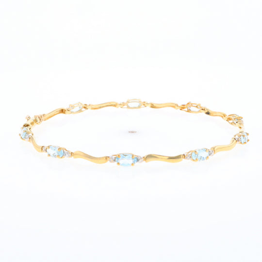 Aquamarine and Diamond Tennis Bracelet