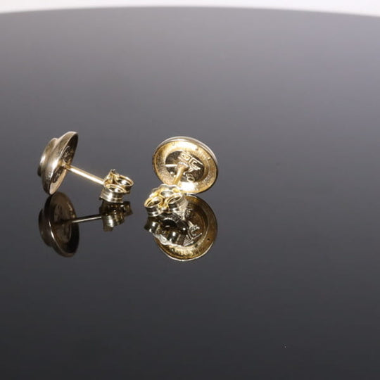 Opal Earrings Round Inlaid Design Studs