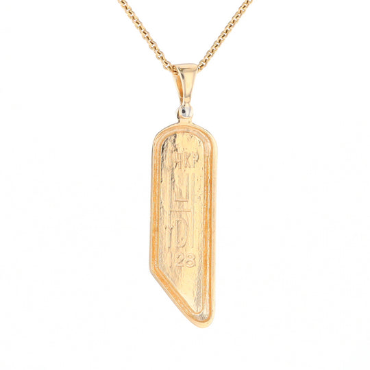 Gold Quartz Long Geometric Inlaid Pendant